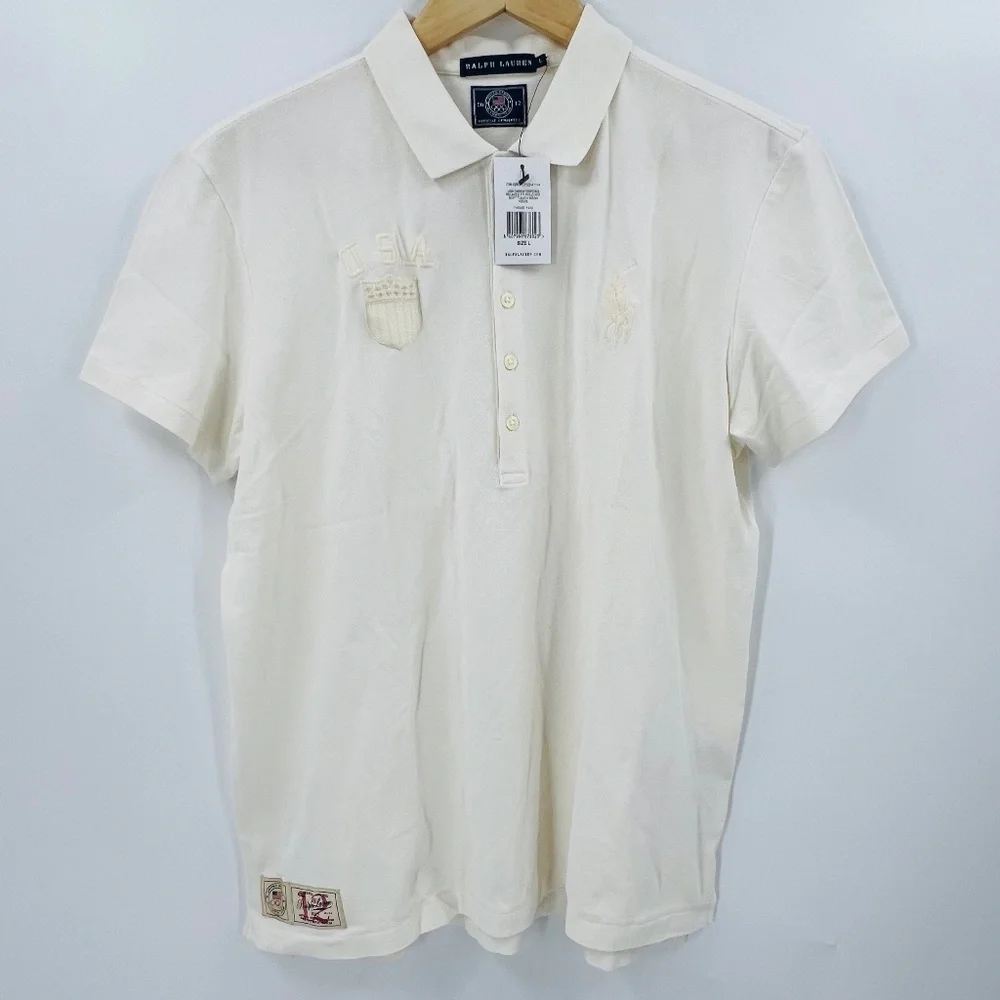 Ralph Lauren Olympic Team Polo L NWT Embroidered Pony USA Logo Relaxed Cotton